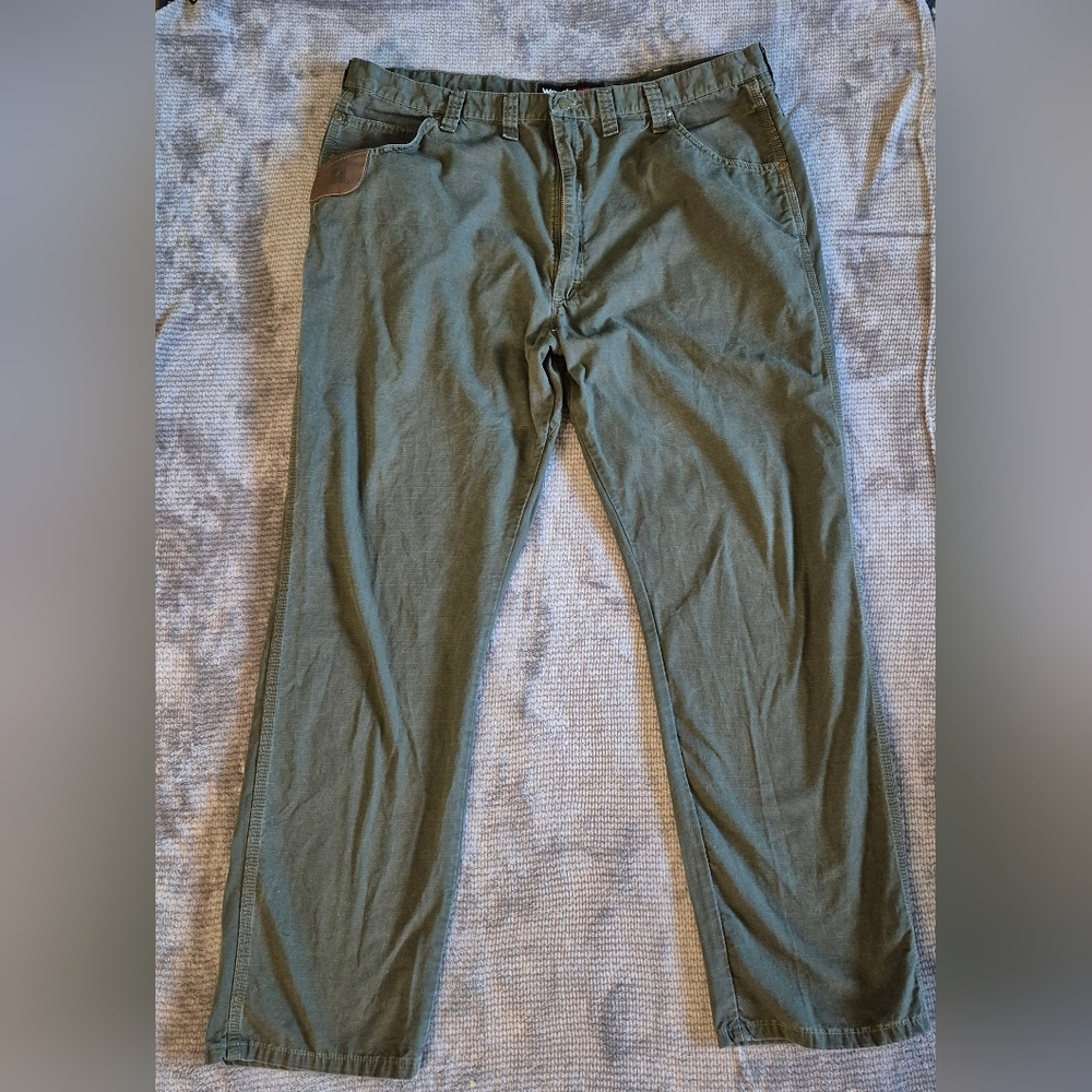 WRANGLER Riggs Workwear Mens Olive Green Pants Tag Size 44x34 Rugged
